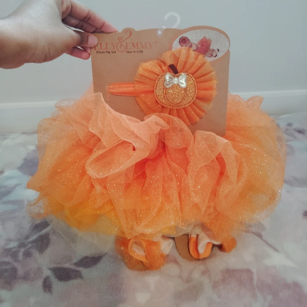 Elly & Emmy Baby Pumpkin Tutu Set